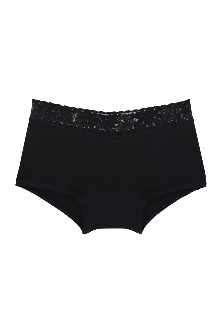 Boyshort panty made of luxury combed cotton and lace (6089A)