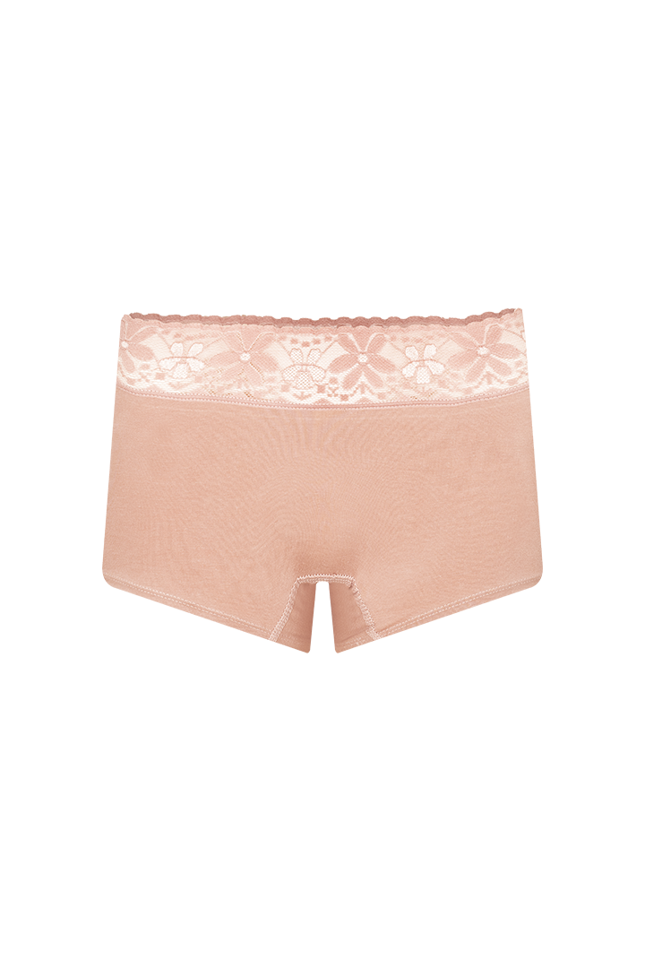 Boyshort panty made of luxury combed cotton and lace (6089A)